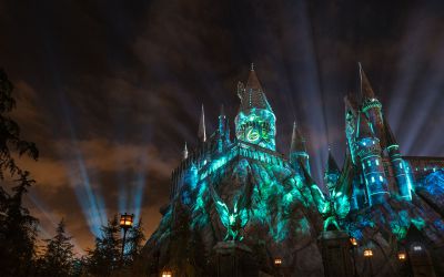 The Nighttime Lights at Hogwarts Castle
